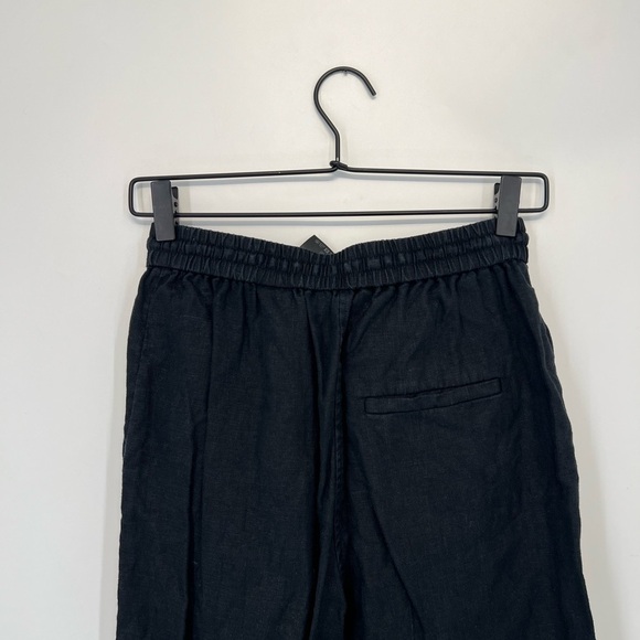 Cos Linen High Rise Straight Leg Relaxed Fit Pants In Dark Black Navy - Picture 8 of 9